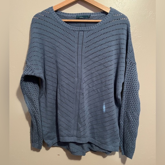 prAna Women's Parker Sweater Soft Open Knit in Dusty Skies Size Large Dolman Slv - Picture 2 of 10